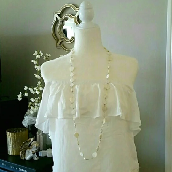 โจ๐ MOP Mother of Pearl Crystal Shell Long Necklace - Picture 2 of 5